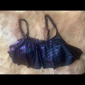 IRIDESCENT MERMAID WIRELESS FLOUNCE SWIM TOP